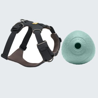 Ruffwear Hundegeschirr + Hundespielzeug Huckama gratis! - Front Range, Basalt Gray Größe L-XL: 81 - 107 cm Brustumfang