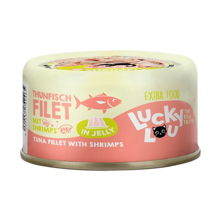 Lucky Lou Extra Food in Jelly 12 x 70 g - Thunfischfilet mit Shrimps