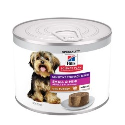 9 + 3 gratis! 12 x 200 g / 370 g Hill's Science Plan Mousse - 12 x 200 g Adult Sensitive Stomach & Skin Small & Mini Truthahn