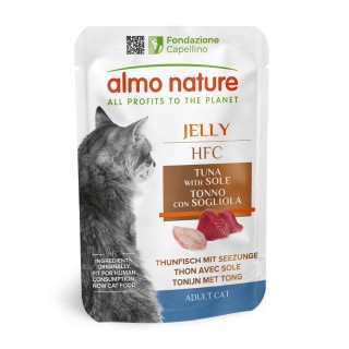5 + 1 gratis! 6 x 55 g Almo Nature HFC Jelly Pouch  - Thunfisch mit Seezunge