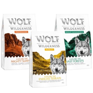 Wolf of Wilderness Mix-Sparpakete - getreidefrei ADULT Power-Mix: Performance, Mobility, Weight Management (3 x 1 kg)