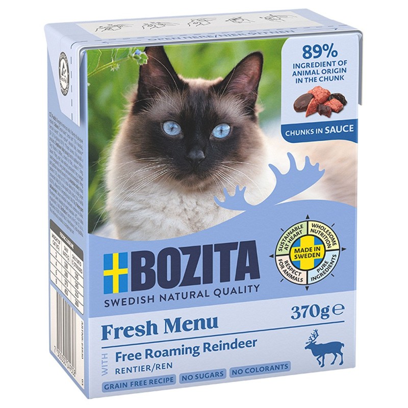 6 x 370 g Bozita Tetra Häppchen in Gelee oder Soße zum Sonderpreis! - Rentier in Soße