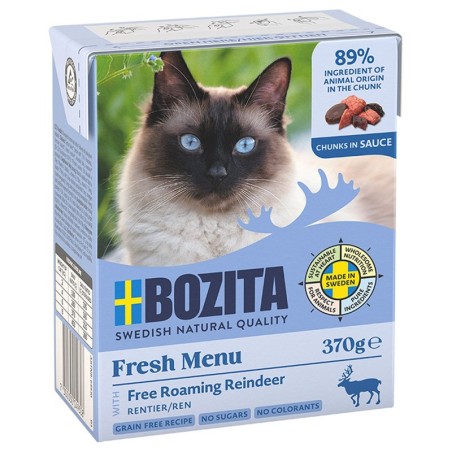 6 x 370 g Bozita Tetra Häppchen in Gelee oder Soße zum Sonderpreis! - Rentier in Soße