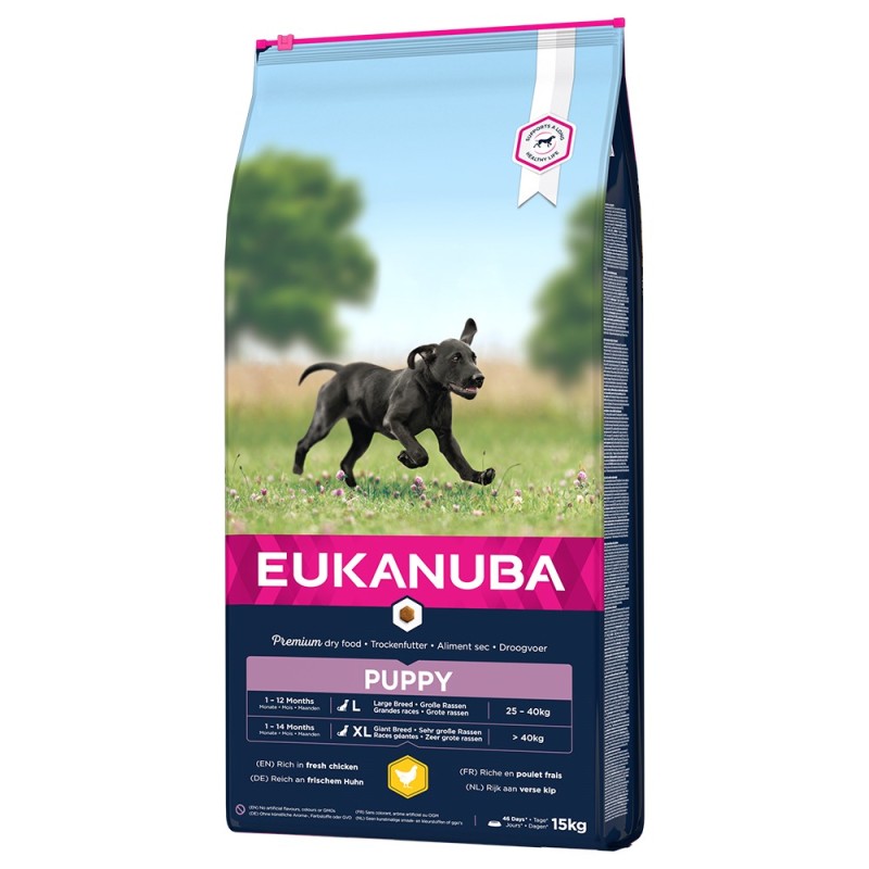 15 kg Eukanuba Trockenfutter mit Huhn zum Sonderpreis! - Puppy Large