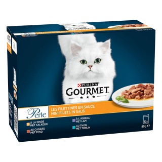 Gourmet Perle Gemischte Auswahl 12 x 85 g - Erlesene Streifen in Sauce