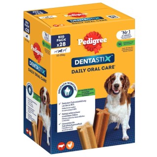 Zahnpflege Snack: Pedigree Dentastix für mittelgroße Hunde (10-25 kg) - Multipack (28 Stück) für mittelgroße Hunde (10-25 kg)