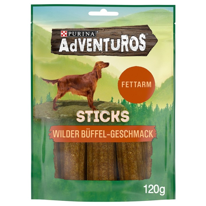 3 + 1 gratis! 4 x PURINA Adventuros - Sticks Wilder Büffel 4 x 120 g