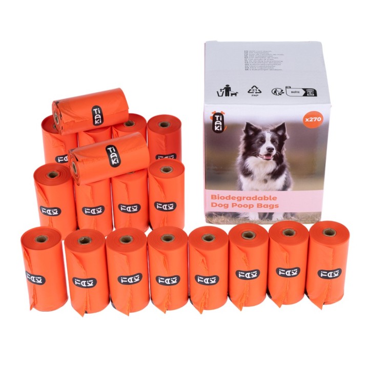 TIAKI Biologisch abbaubare Hundekotbeutel - 18 Rollen à 15 Beutel (270 Beutel)