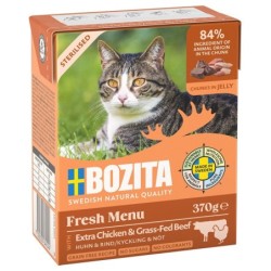 6 x 370 g Bozita Tetra Häppchen in Gelee oder Soße zum Sonderpreis! - Sterilised mit Huhn & Rind in Gelee