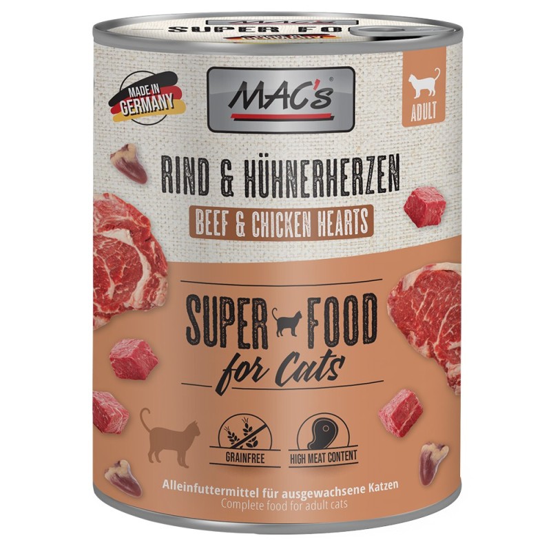 MAC´s Cat 6 x 800 g - Rind & Hühnerherzen