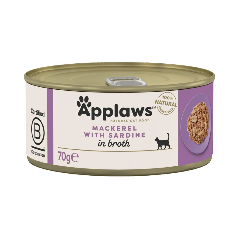 18 x 70 g Applaws zum Sonderpreis! - in Brühe: Makrele & Sardinen