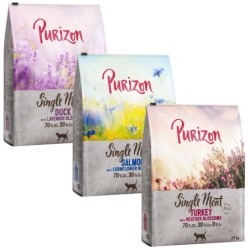 Gemischtes Sparpaket Purizon 3 x 2,5 kg - Single Meat Mix 2: Lachs / Ente / Pute