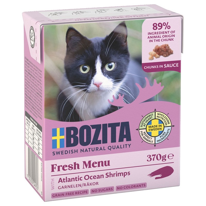 6 x 370 g Bozita Tetra Häppchen in Gelee oder Soße zum Sonderpreis! - Garnelen in Soße