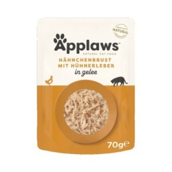 12 + 4 gratis! 16 x 70 g Applaws Pouch in Jelly - Huhn mit Leber