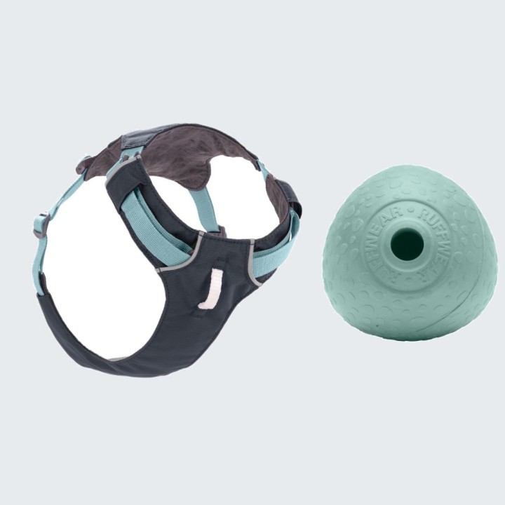 Ruffwear Hundegeschirr + Hundespielzeug Huckama gratis! - Hi & Light Harness, Basalt Grey Größe XS: 43 - 56 cm Brustumfang