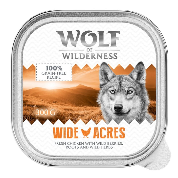 Wolf of Wilderness Adult - Single Protein 6 / 24 x 300 g Schale  - 6 x 300 g: Wide Acres - Huhn