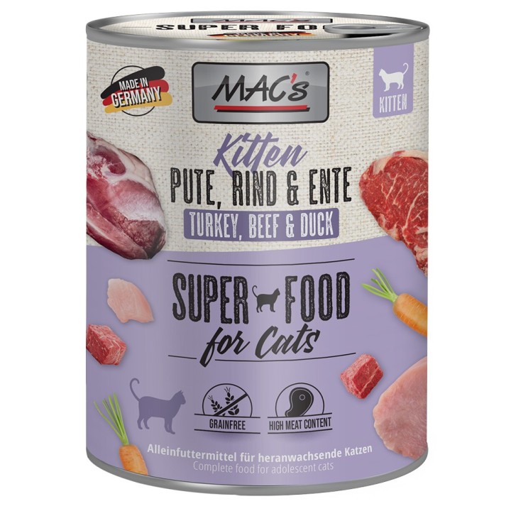MAC´s Cat 6 x 800 g - Kitten (Pute, Rind, Ente)