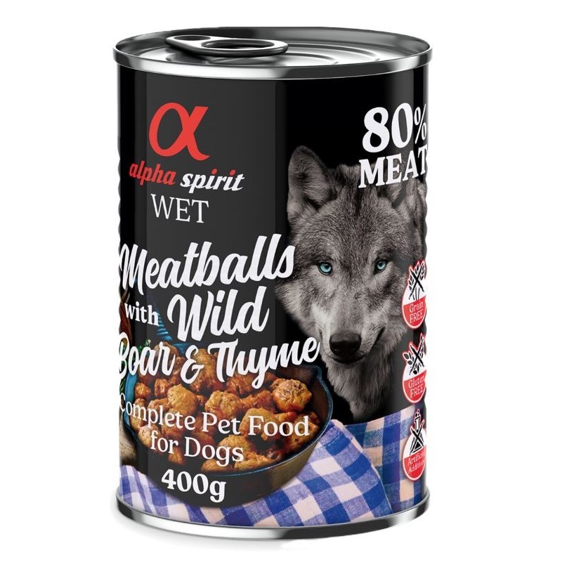 alpha spirit Dog Meatballs 6 x 400 g - Wildschwein & Thymian