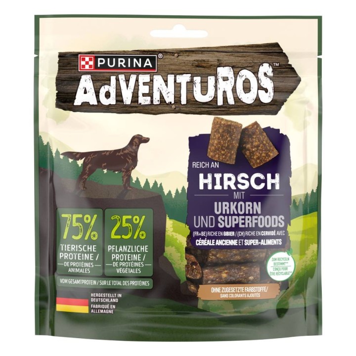 3 + 1 gratis! 4 x PURINA Adventuros - Reich an Hirsch mit Urkorn 4 x 540 g