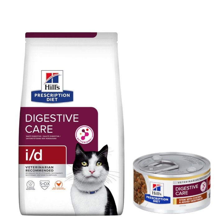 8 kg Hill's Prescription Diet Trockenfutter + 6 x 82 g passendes Nassfutter gratis! - i/d Digestive Care mit Huhn + 6 x 82 g
