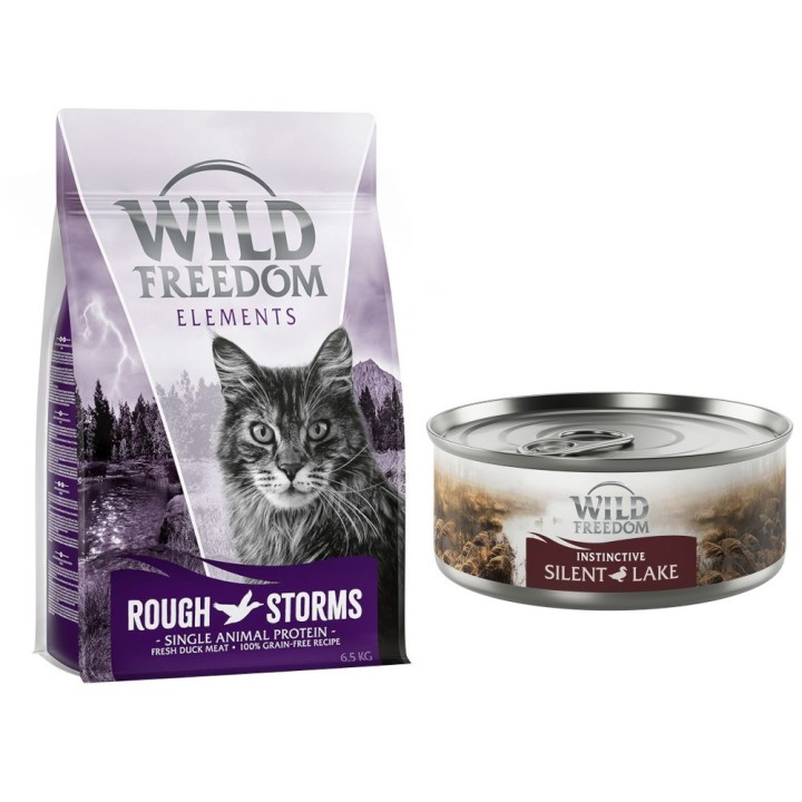 6,5 kg Wild Freedom + 6 x 70 g "Instinctive" Nassfutter gratis! - Rough Storms - Ente (Single Meat) + 6 x 70 g Ente