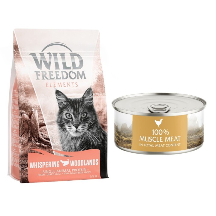 6,5 kg Wild Freedom + 6 x 70 g "Instinctive" Nassfutter gratis! - Whispering Woodlands - Truthahn (Single Meat) + 6 x 70 g Hu
