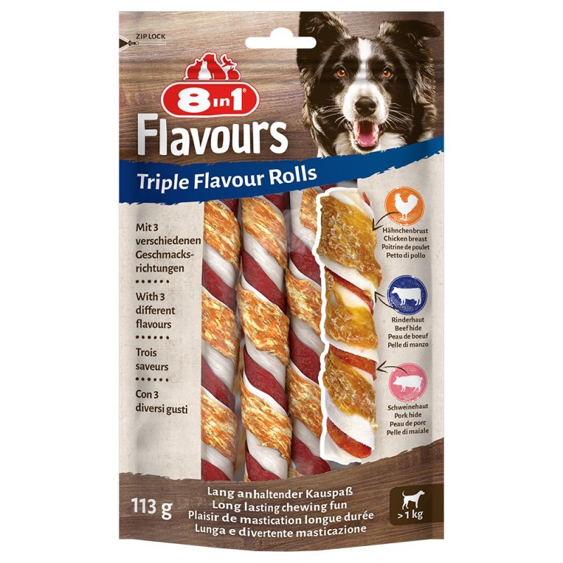 3 + 1 gratis! 4 x 8in1 Triple Flavour - 4 x 3 Stück Rolls Kaustangen