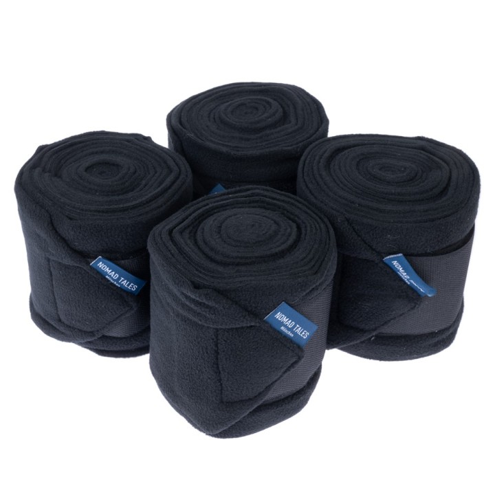 Nomad Tales Pferdebandagen aus Fleece, schwarz - Pony (4er Set)