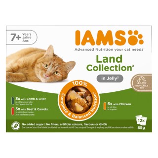 IAMS Advanced Nutrition Senior 7+ Land Collection in Gelee - 12 x 85 g (3 Sorten)