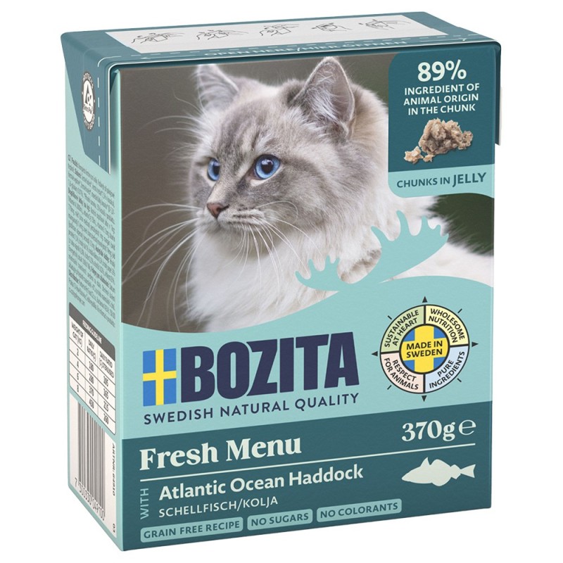6 x 370 g Bozita Tetra Häppchen in Gelee oder Soße zum Sonderpreis! - Schellfisch in Gelee