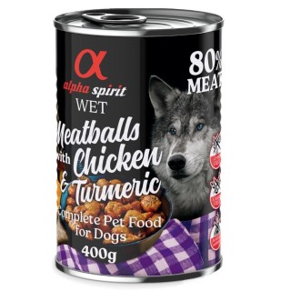 alpha spirit Dog Meatballs 6 x 400 g - Huhn & Kurkuma
