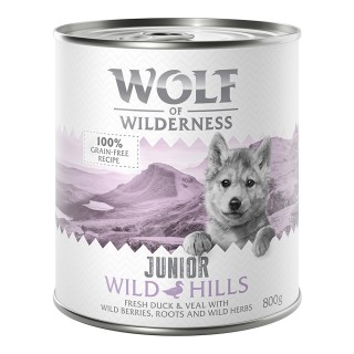 Wolf of Wilderness JUNIOR 6/24 x 800 g - 6 x 800 g  Ente & Kalb