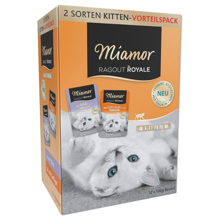 Probierpack Miamor Ragout Royale Jelly Kitten 12 x 100 g - Geflügel + Rind