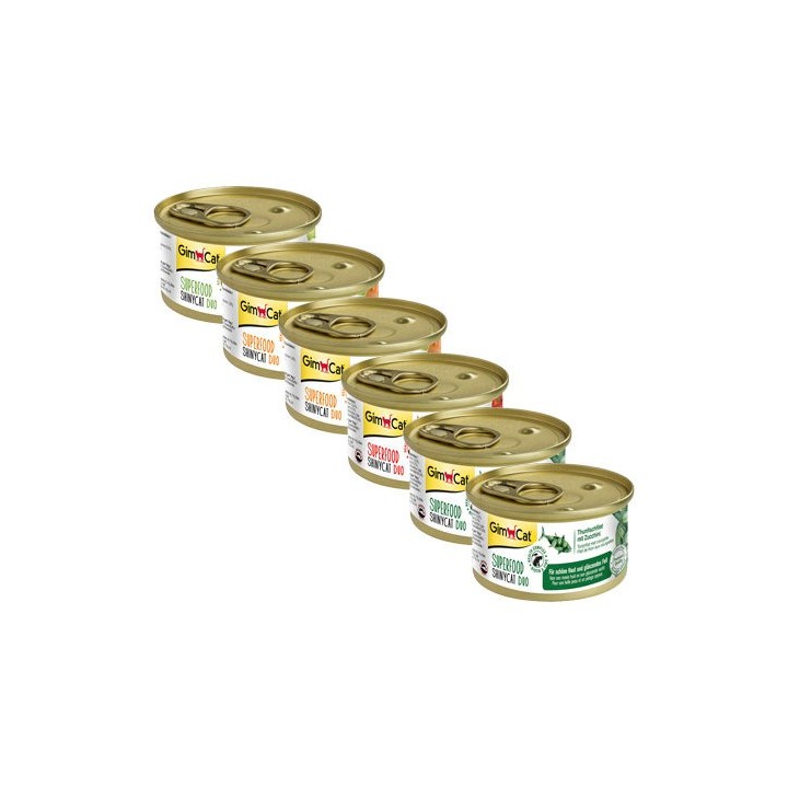 GimCat Superfood ShinyCat Duo Katzenfutter - Dosen - Thunfischfilet & Zucchini - 24 x 70 g