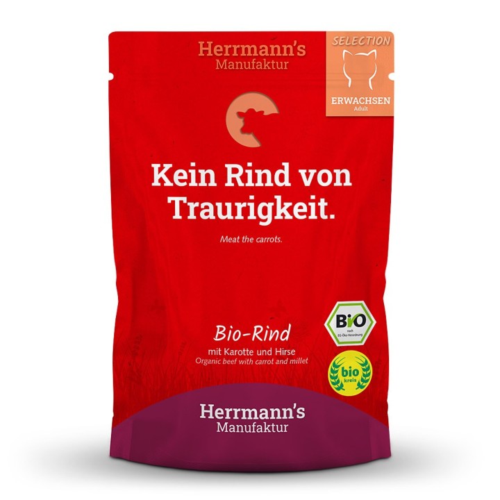Herrmann's | Bio Rind mit Karotte und Hirse | Selection Adult | 100 x 100 g