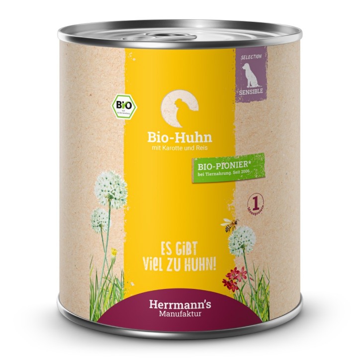 Herrmann's | Bio Huhn mit Karotte & Reis | Selection Sensible | 30 x 800 g