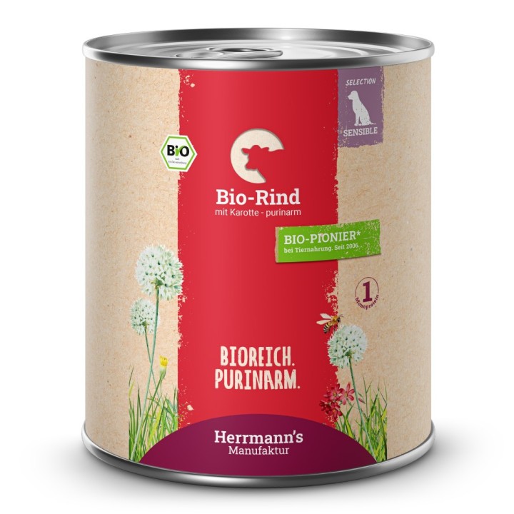 Herrmann's | Bio Rind mit Karotten - purinarm | Selection Sensible | 30 x 800 g