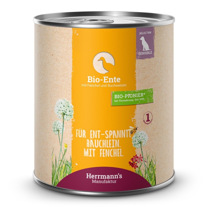 Herrmann's | Bio Ente mit Fenchel & Buchweizen | Selection Sensible | 30 x 800 g