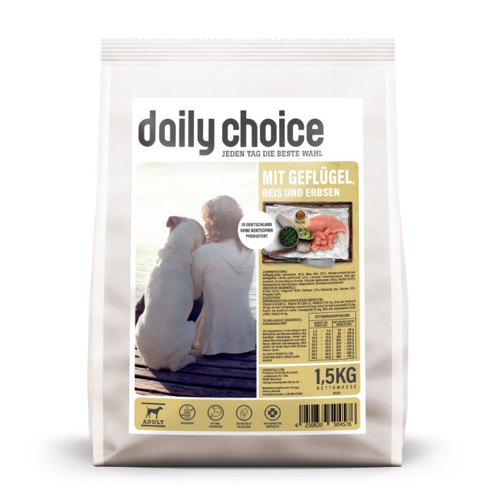 daily choice | mit Geflügel, Reis und Erbsen | Basic | 4 x 1,5 kg