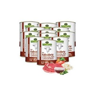 Schecker Hundemenü - Kalbsallerlei mit Hüttenkäse, Apfel und Küchenkräutern