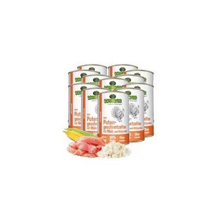 Schecker - Schecker Hundemenü - Putengeschnetzeltes mit Mais und Hüttenkäse [12 x 410g]