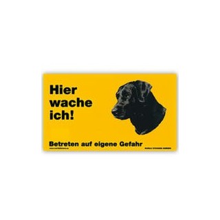 Warnschild "Hier wache ich!" Größe 17 x 10 cm, gelb