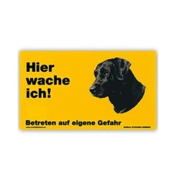 Warnschild "Hier wache ich!" Größe 17 x 10 cm, gelb