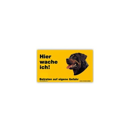 Warnschild "Hier wache ich!" Größe 17 x 10 cm, gelb