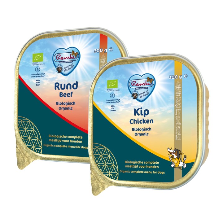Renske biologisches Hundefutter - Schälchen - Huhn - 9 x 300 g