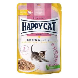 Happy Cat Tray Kitten & Junior Land Geflügel 12x85g