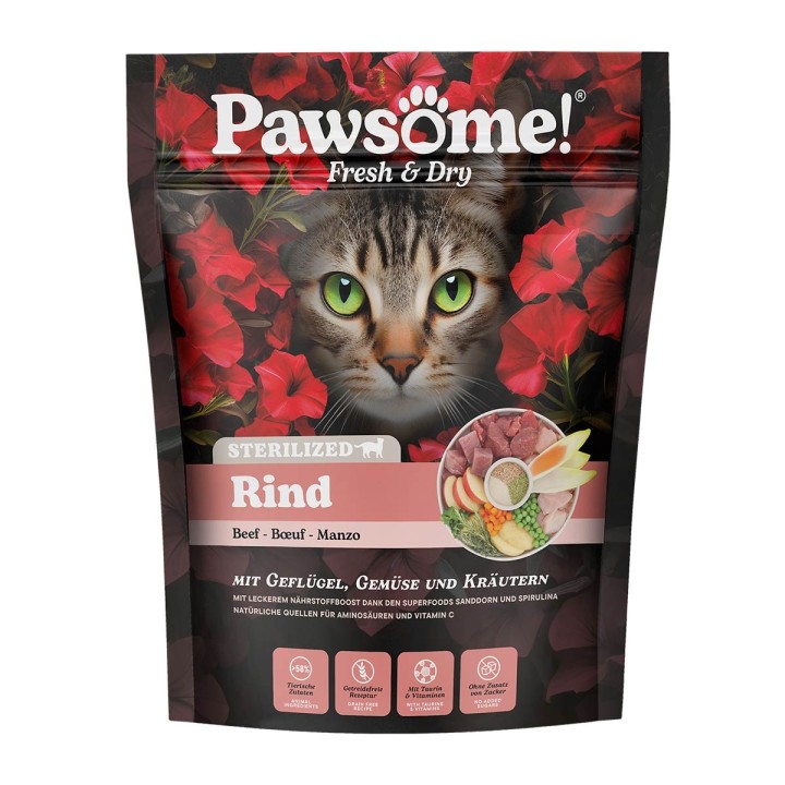 Pawsome Fresh & Dry Adult Sterilized Rind 750g