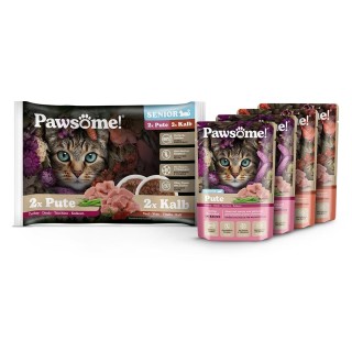 Pawsome Senior Pute & Kalb Mixpack 4x85g