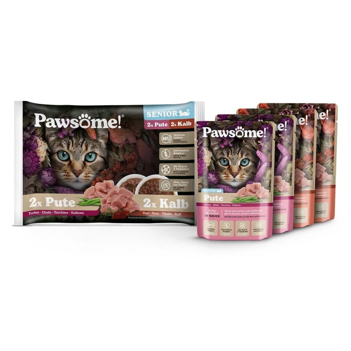 Pawsome Senior Pute & Kalb Mixpack 4x85g
