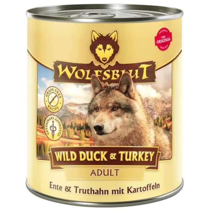 WOLFSBLUT Hundenassfutter Wild Duck & Turkey Truthahn & Ente - 800 g